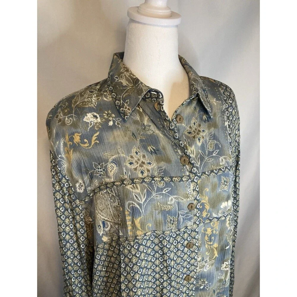 Maxi Skirt Set 3 Piece Womens L Top Blouse Cardigan Vest Skirt Floral Paisley